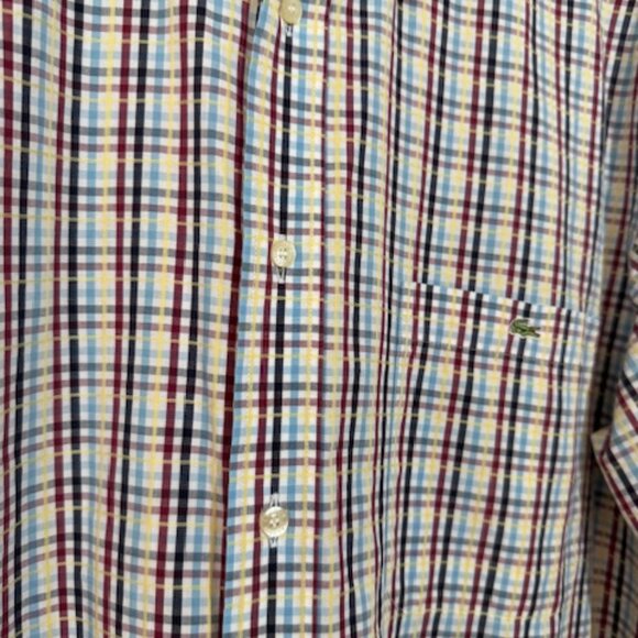 Lacoste Men’s Plaid Button-Down Dress Shirt Size 44 (Large) - Picture 4 of 5